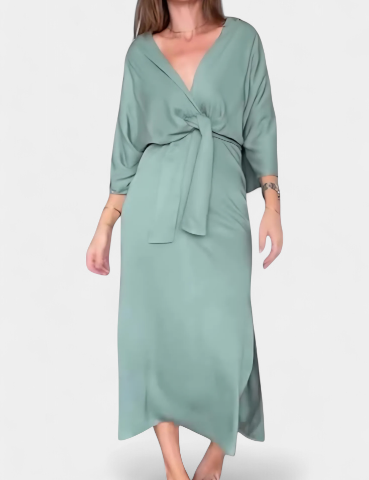 Ainhoa Vestido Casual con Nudo Frontal y Escote en V