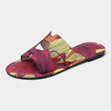 Berenice Sandalias Planas Multicolores con Estampado Tropical