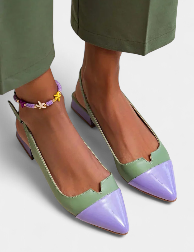 Grazia Sandalias Coloridas con Punta Afilada y Tira Trasera