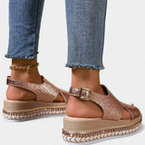 Felisa Sandalias de Plataforma con Textura Grabada y Suela Tejida