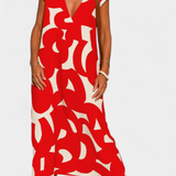 Asela Vestido Casual con Escote en V y Estampado Mixi