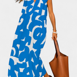 Asela Vestido Casual con Escote en V y Estampado Mixi