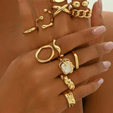 Anillo Abierto Geométrico Metálico