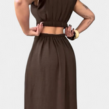 Griselda Vestido Midi con Botones y Cintura Abierta