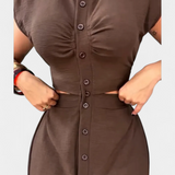 Griselda Vestido Midi con Botones y Cintura Abierta