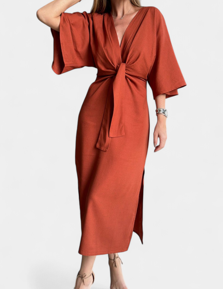 Ainhoa Vestido Casual con Nudo Frontal y Escote en V