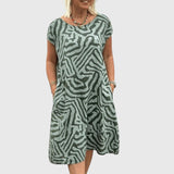 Nelia - Vestido de verano con cuello redondo y hermoso estampado