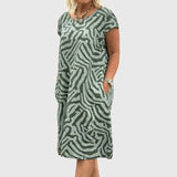 Nelia - Vestido de verano con cuello redondo y hermoso estampado