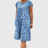 Nelia - Vestido de verano con cuello redondo y hermoso estampado