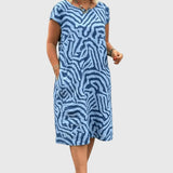 Nelia - Vestido de verano con cuello redondo y hermoso estampado