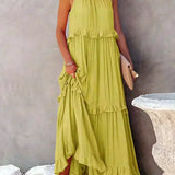 Landry | Vestido Sin Mangas con Detalles de Volantes Chic