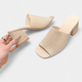 Christy Sandalias de Tacón con Malla Transpirable y Diseño Cuadrado