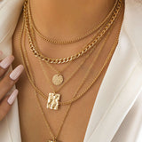 Collar de Colgante Geométrico de Cadena de Metal