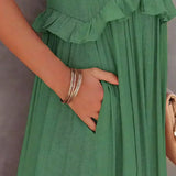 Landry | Vestido Sin Mangas con Detalles de Volantes Chic