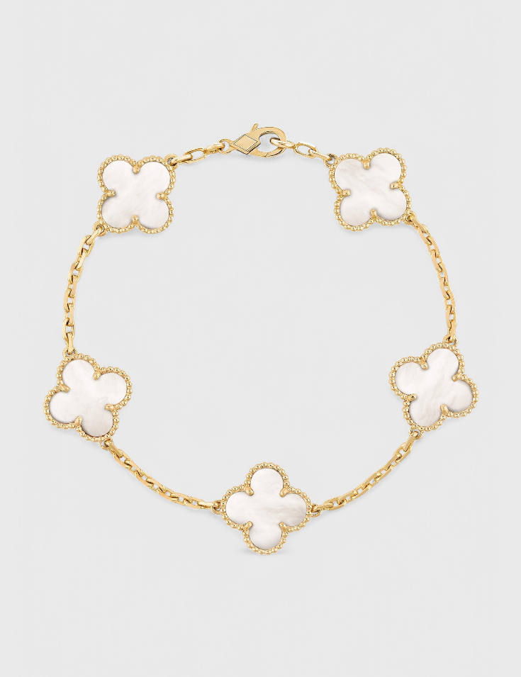 Pulsera con Motivo de Trébol y Elegancia Baño de Oro