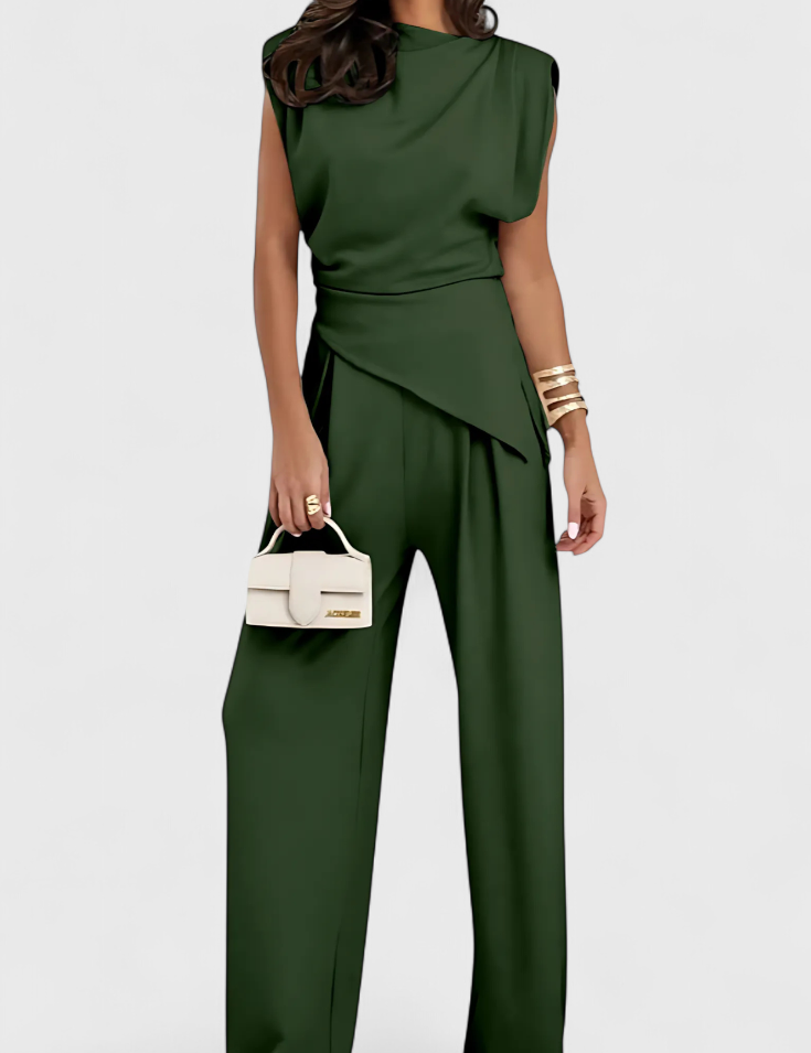 Sofia Conjunto Asimétrico con Hombros Drapeados