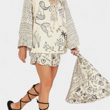 Amalia Conjunto Camisero Estampado con Short Elástico