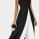 Alicia Conjunto Bicolor Elegante sin Mangas con Pantalones Anchos