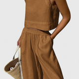 Avelina Conjunto Minimalista en Algodón y Lino Ligero