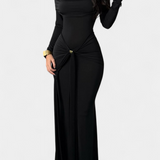 Vesna Vestido Cruzado de Un Hombro con Manga Larga