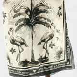 Guadalupe Vestido Kaftán Oversized con Estampado de Flamencos y Palmeras