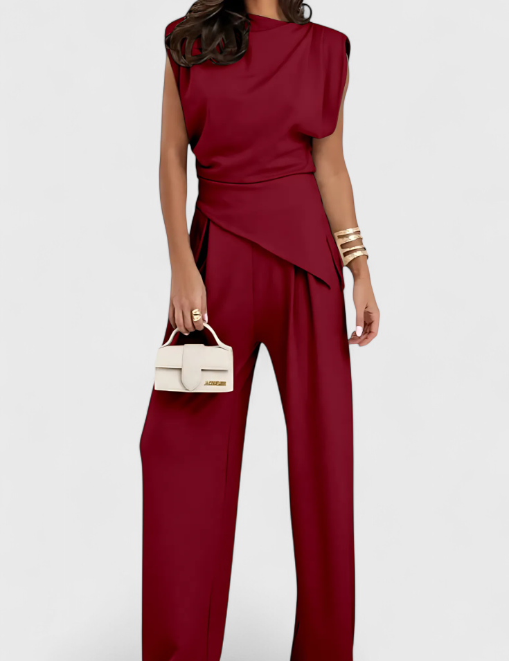 Sofia Conjunto Asimétrico con Hombros Drapeados