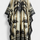 Guadalupe Vestido Kaftán Oversized con Estampado de Flamencos y Palmeras