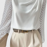 Zaraa Blusa Elegante de Manga Transparente