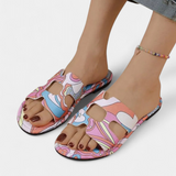 Berenice Sandalias Planas Multicolores con Estampado Tropical