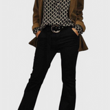 Jemima Blusa de Botones con Estampado Geométrico