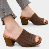Christy Sandalias de Tacón con Malla Transpirable y Diseño Cuadrado
