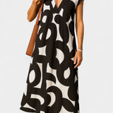 Asela Vestido Casual con Escote en V y Estampado Mixi