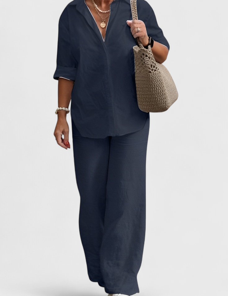 Skye Conjunto de Dos Piezas en Lino y Algodón con Silueta Relajada