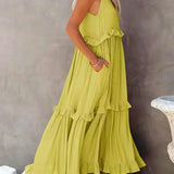 Landry | Vestido Sin Mangas con Detalles de Volantes Chic