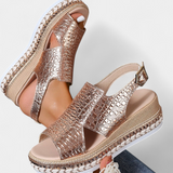 Felisa Sandalias de Plataforma con Textura Grabada y Suela Tejida