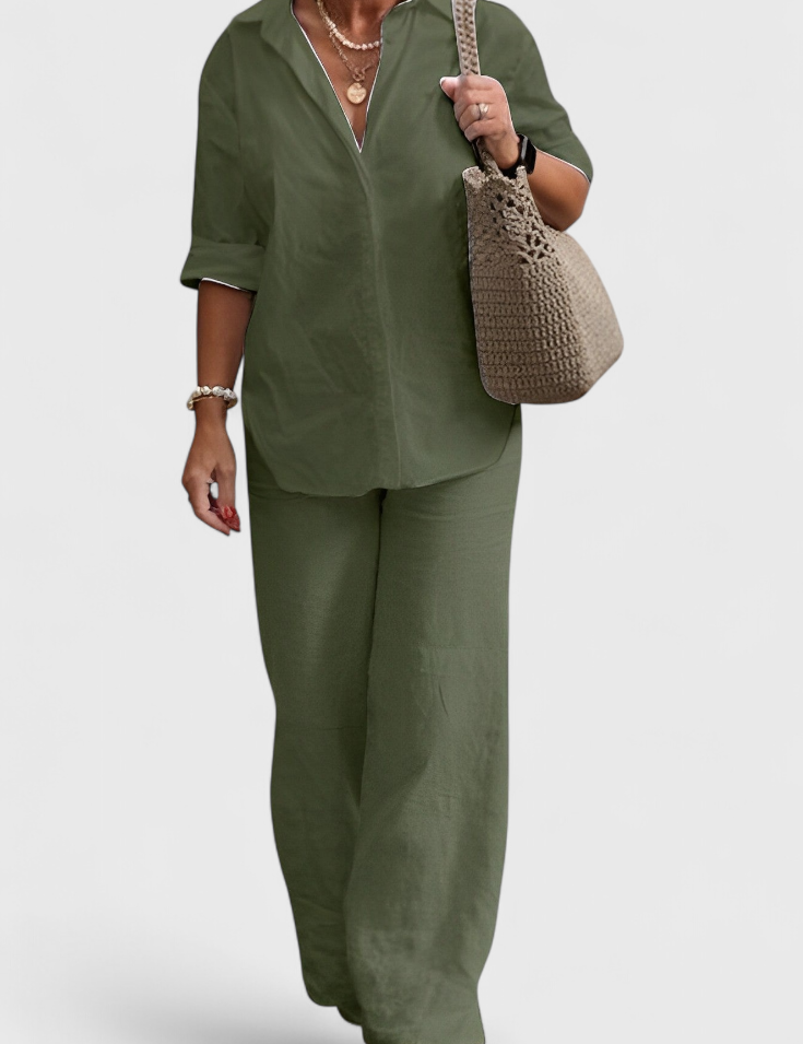 Skye Conjunto de Dos Piezas en Lino y Algodón con Silueta Relajada