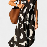 Asela Vestido Casual con Escote en V y Estampado Mixi