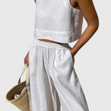 Avelina Conjunto Minimalista en Algodón y Lino Ligero