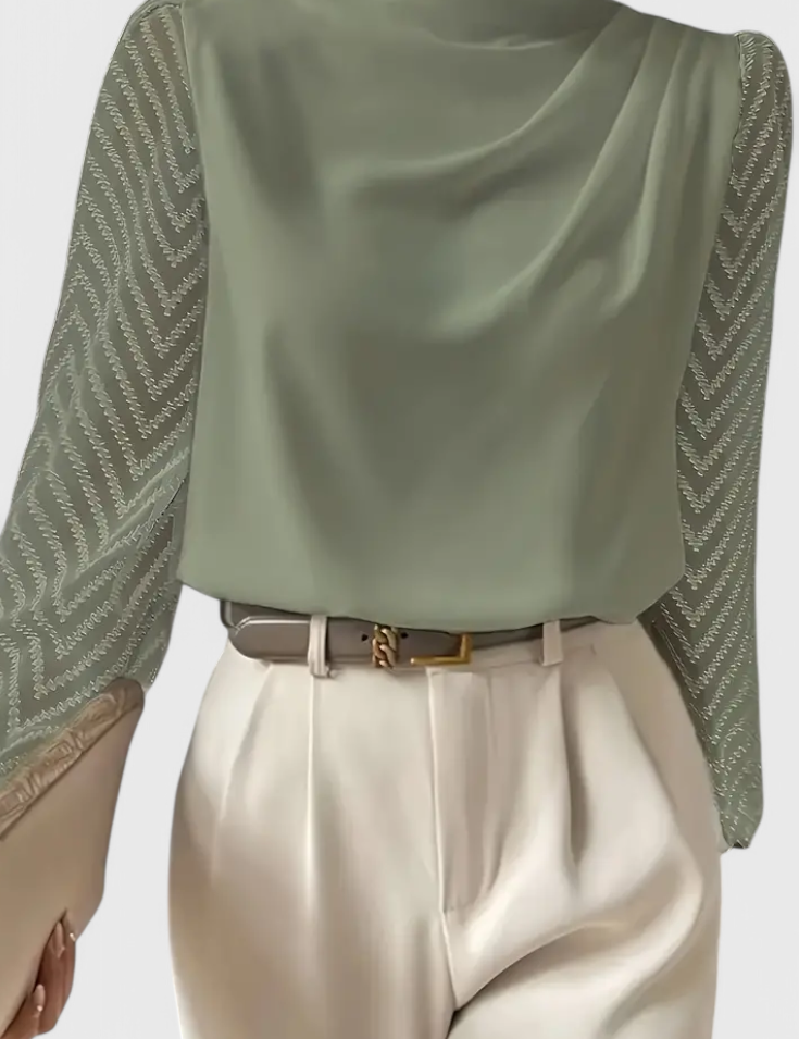 Zaraa Blusa Elegante de Manga Transparente