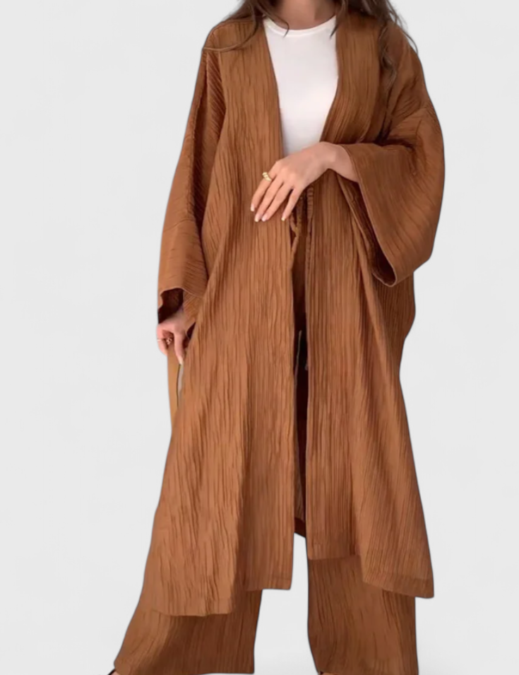 Caspian Conjunto Relajado de Dos Piezas con Kimono Largo