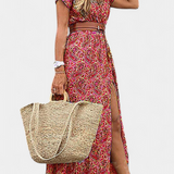 Anfisa Vestido Boho de Verano con Cinturón y Escote en V