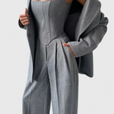 Evena Traje de 3 Piezas con Corsé Estructurado