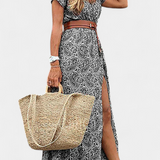 Anfisa Vestido Boho de Verano con Cinturón y Escote en V