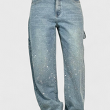 Dariya Jeans Cargo Balloon con Brillo y Aplicaciones de Pedrería
