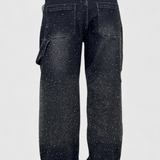 Dariya Jeans Cargo Balloon con Brillo y Aplicaciones de Pedrería