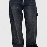 Dariya Jeans Cargo Balloon con Brillo y Aplicaciones de Pedrería