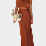 Hanna Conjunto Drapeado de Falda Sin Espalda