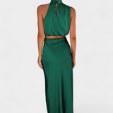 Hanna Conjunto Drapeado de Falda Sin Espalda