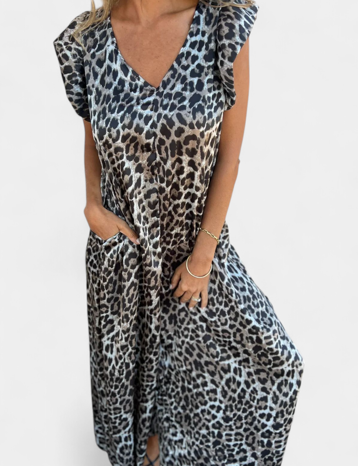 Isela Mono de Cuello en V con Estampado de Leopardo