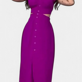 Griselda Vestido Midi con Botones y Cintura Abierta